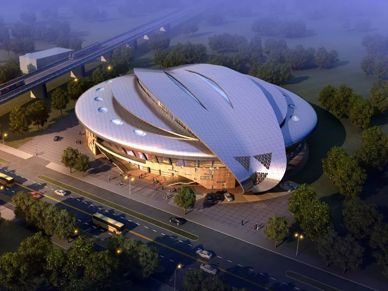 Adeiladu stadiwm parod gyda strwythur dur